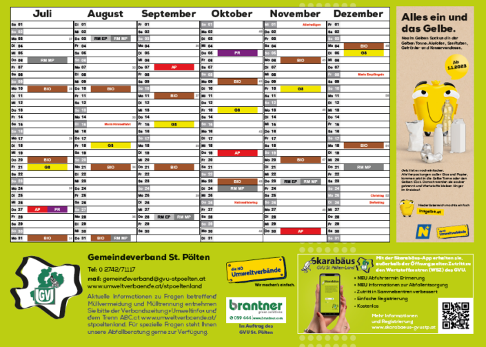 Ausgabe gelbe Säcke und Müllabfuhrplan 2023 Am 16.12.2022 von 8.00 – 12 